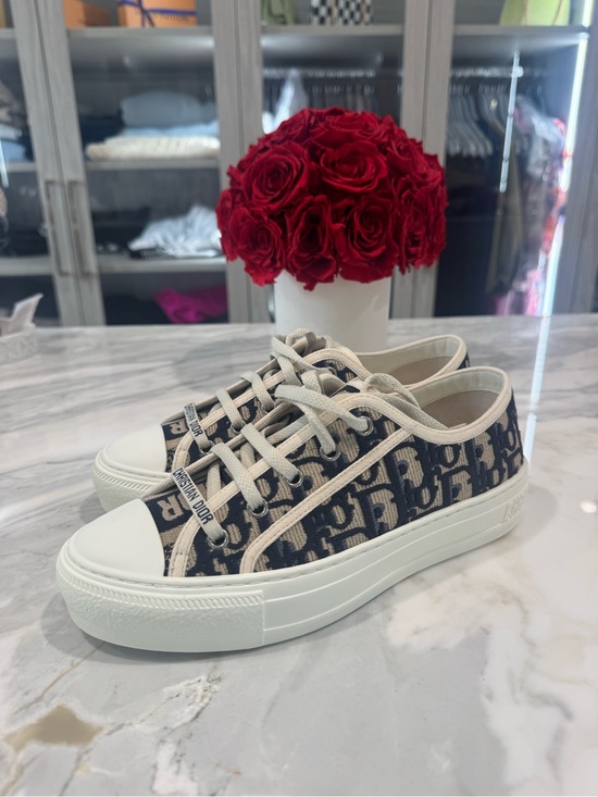 Dior Shoes - Dior White Leather Lace-Up Sneakers